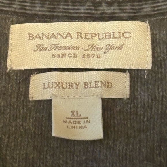 Banana Republic Luxury Blend Cashmere Angora Sweater Full Zip Gray Men’s XL - Picture 2 of 11